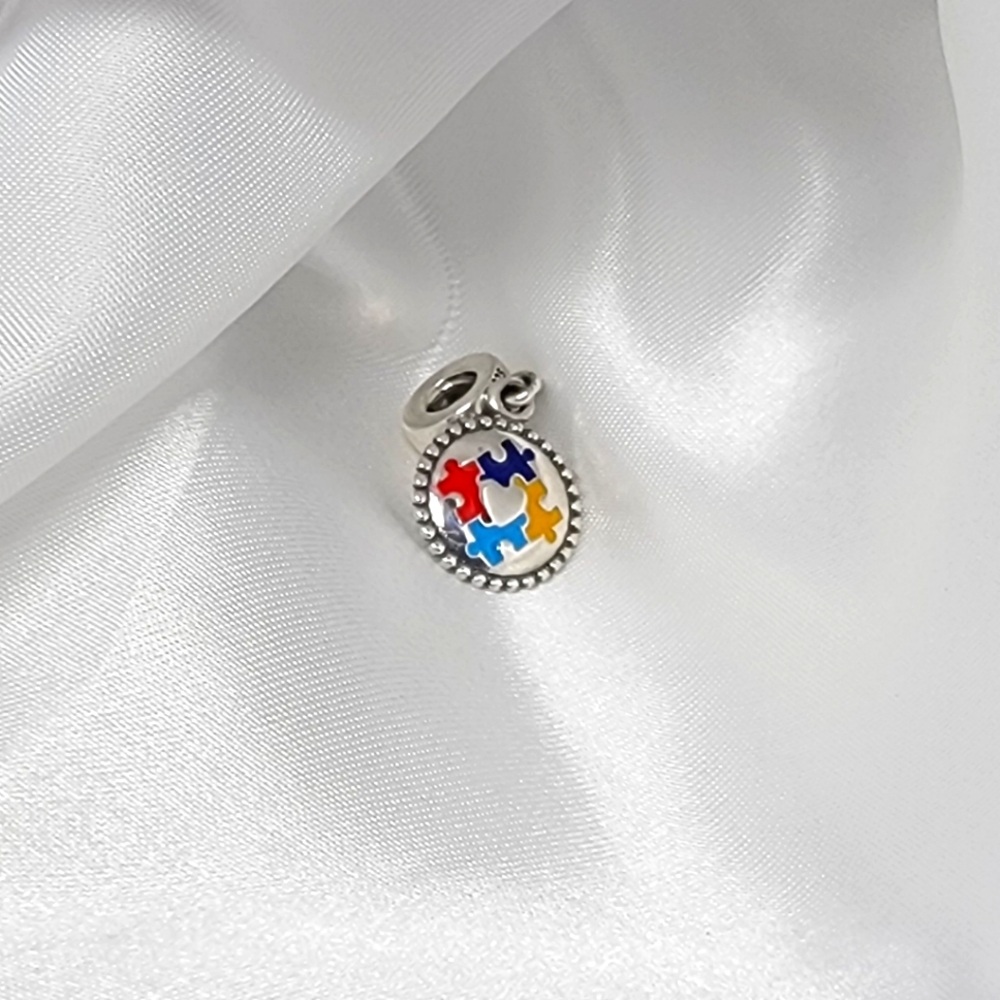 Pandora Autism Awareness Puzzle Heart Bracelet Charm
